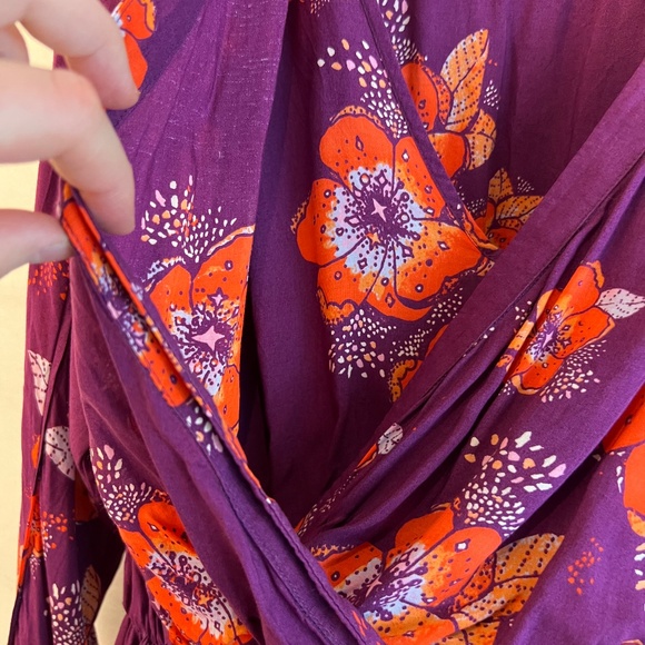 Free People - Printed Tunic Blouse/Mini Dress - "Tuscan Dreams" Plum Floral - S - Picture 8 of 9